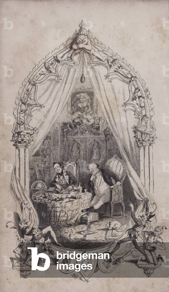 Samuel Pickwick and Alfred Jingle, illustration from Charles Dickens' novel The Pickwick Papers (engraving)