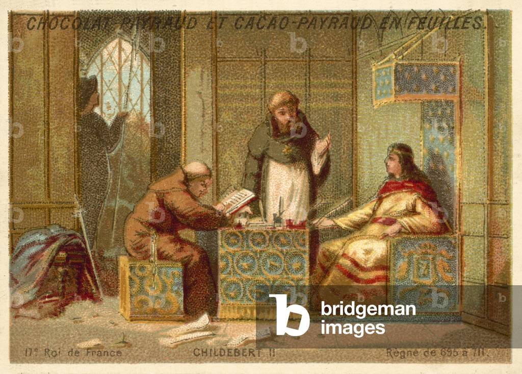 Childebert III, King of the Franks (chromolitho)