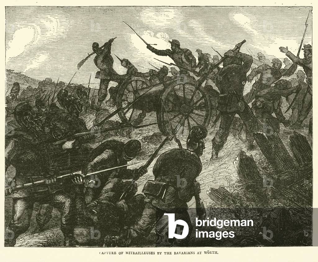 Capture of Mitrailleuses by the Bavarians at Worth, August 1870 (engraving)