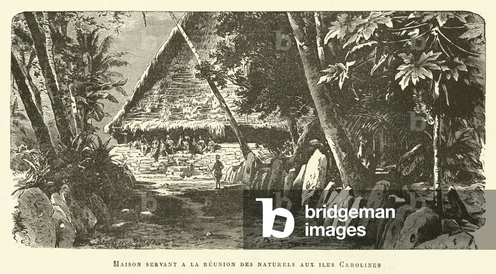 Maison Servant A La Reunion Des Naturels Aux Iles Carolines (engraving)