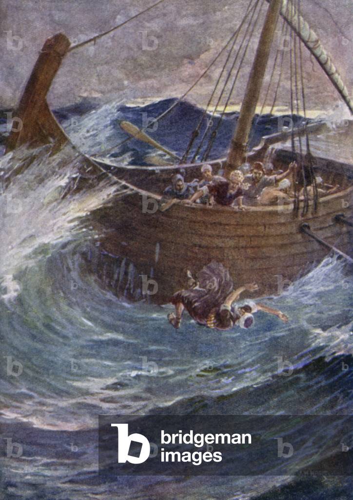 Jonah Cast into the Sea, Jonah I 15 (colour litho)