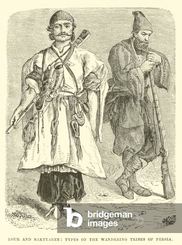 Lour and Baktyaree, Types of the wandering tribes of Persia (engraving)