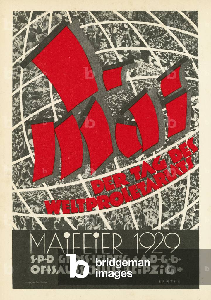 German Social Democratic Party (SPD) poster promoting May Day celebrations in Leipzig, 1929 (colour litho)