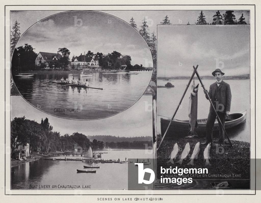 Jamestown, NY: Scenes on Lake Chautauqua (b/w photo)