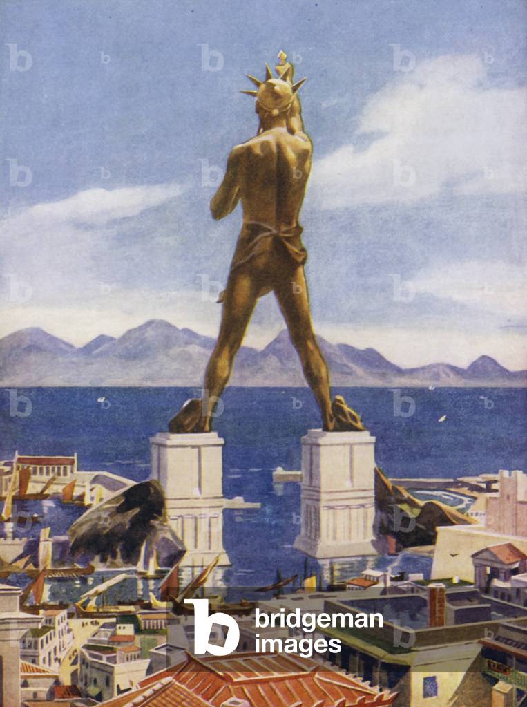 The Colossus of Rhodes (colour litho)
