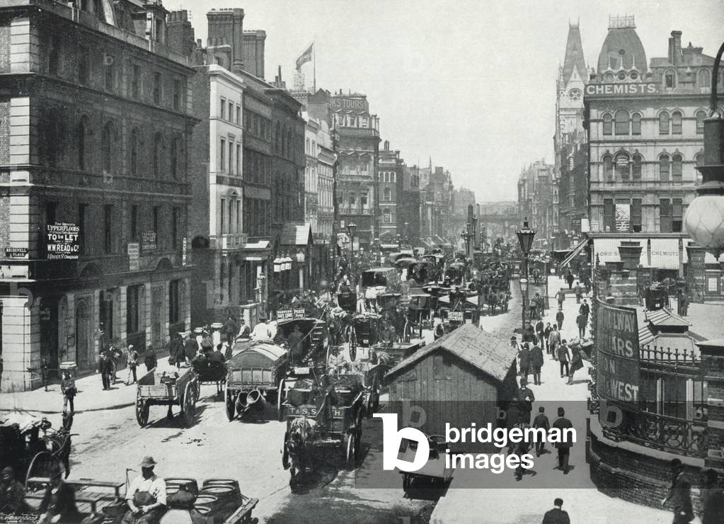 New Bridge Street, looking towards Ludgate Circus (b/w photo)