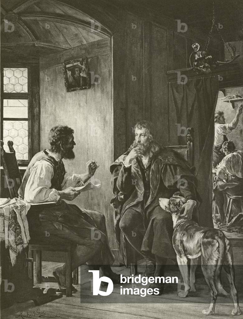 Albert Durer visits Hans Sachs (gravure)