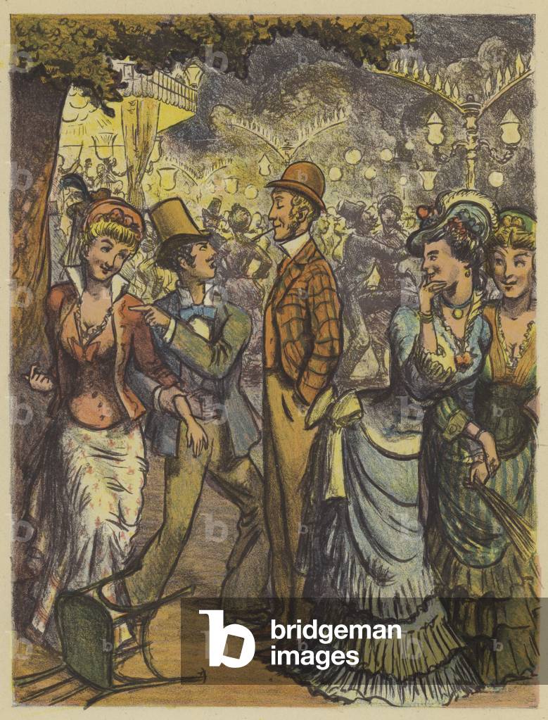 The demi-monde, Jardin de Mabille (colour litho)