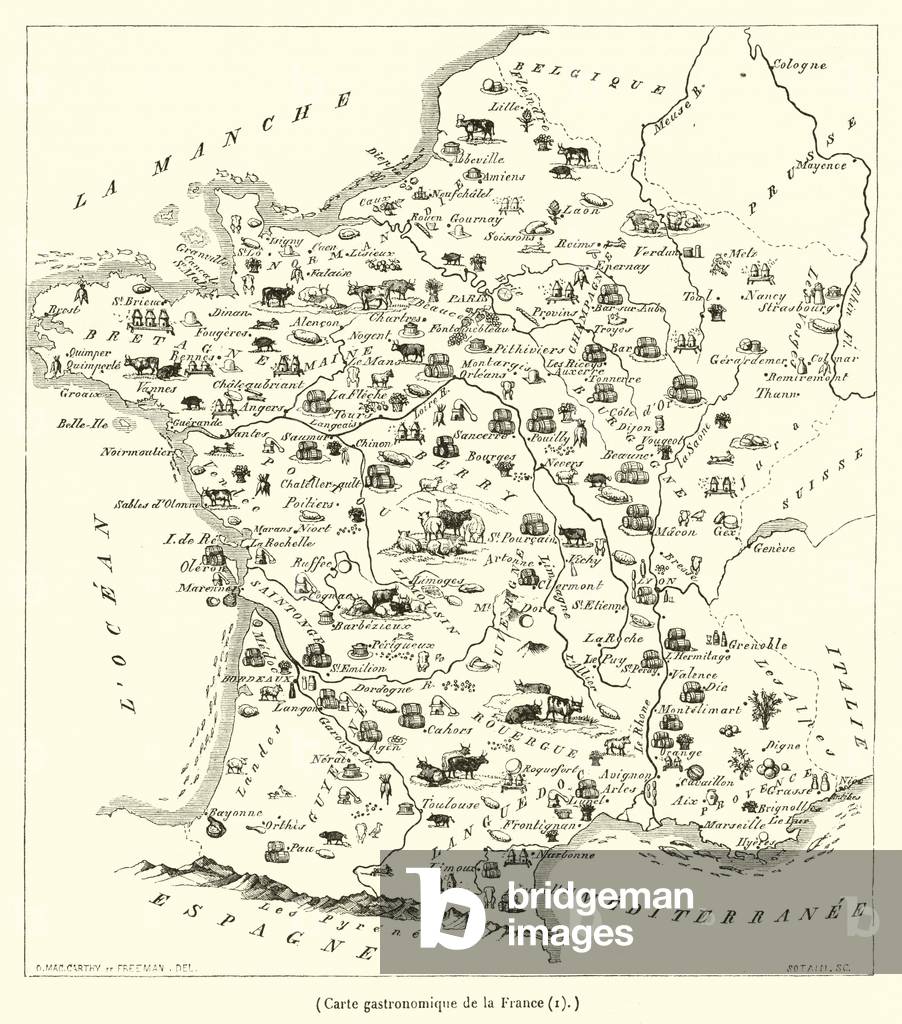 Carte gastronomique de la France (engraving)