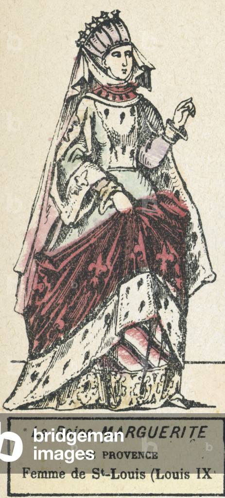 La Reine Marguerite de Provence, Femme de St-Louis (Louis IX) (coloured engraving)