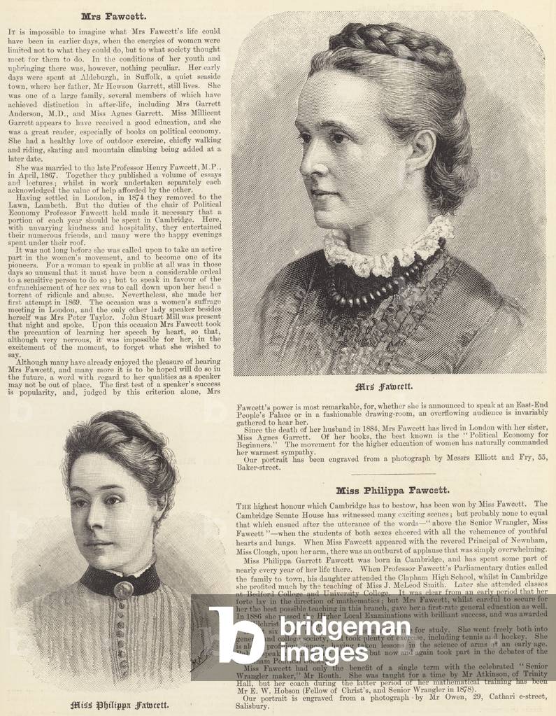 Mrs Fawcett, Miss Philippa Fawcett (engraving)