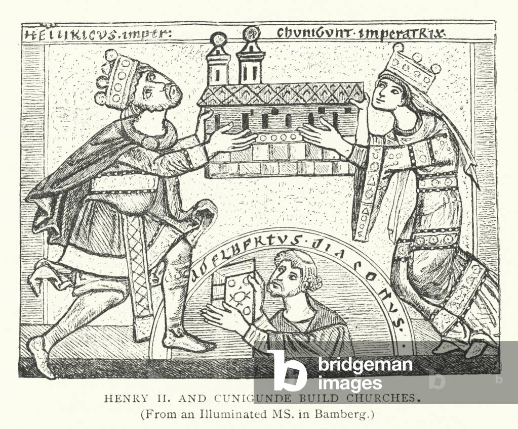 Henry II and Cunigunde build Churches (engraving)