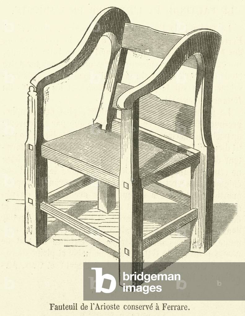 Fauteuil de l'Arioste conserve a Ferrare (engraving)