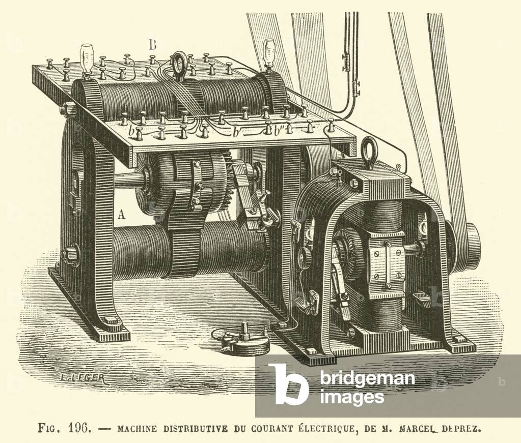 Machine Distributive Du Courant Electrique, De M Marcel Deprez (engraving)
