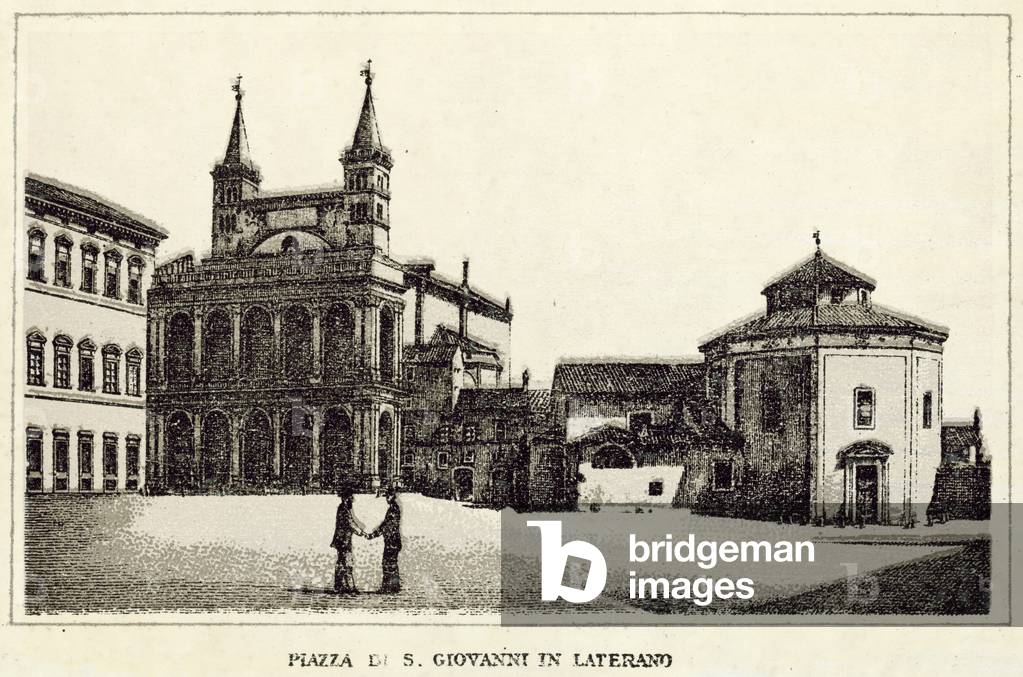 Roma: Piazza Di S Giovanni In Laterano (litho)