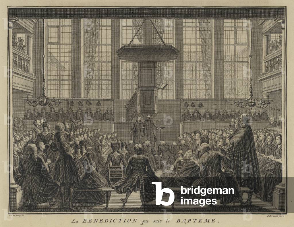 Blessing following a Mennonite baptism (engraving)