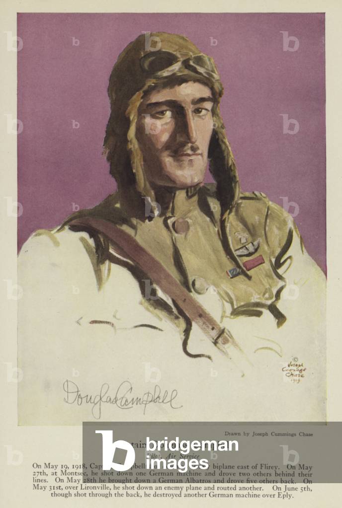 Captain Douglas Campbell, American army pilot (colour litho)