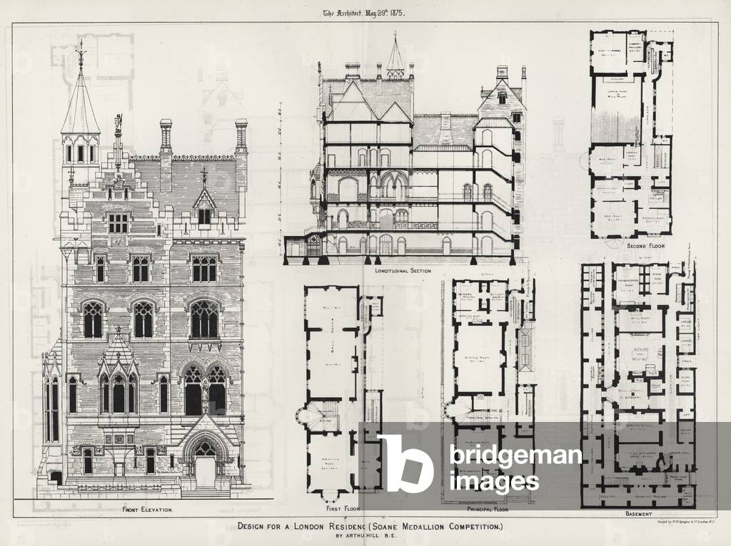 Design for a London Residence, Soane Medallion Competition (engraving)