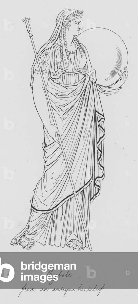 Cybele, from an antique bas relief (engraving)