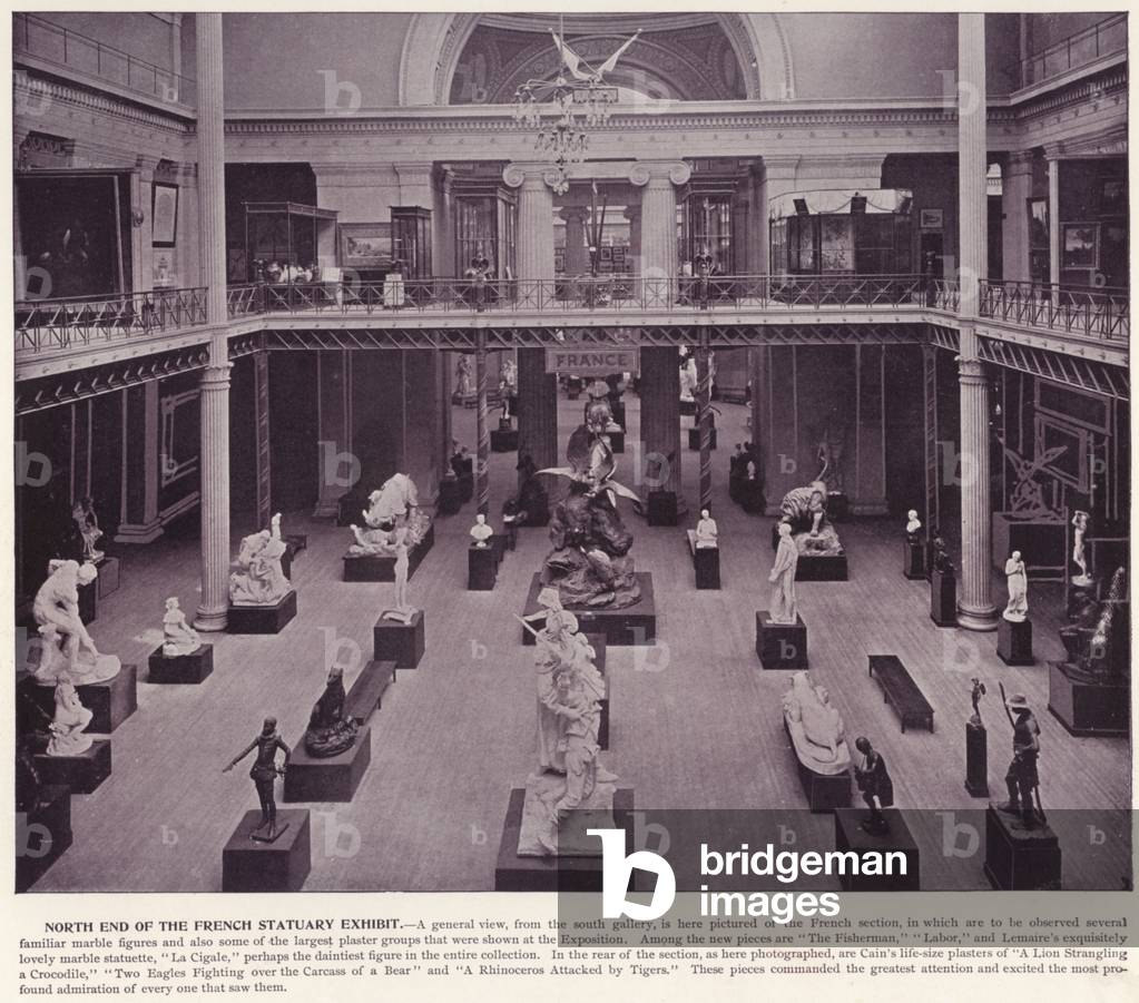 Chicago World's Fair, 1893: North End of the French Statuary Exhibit (b/w photo)