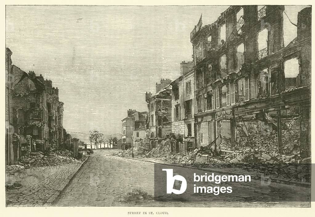 Street in St Cloud, November 1870 (engraving)