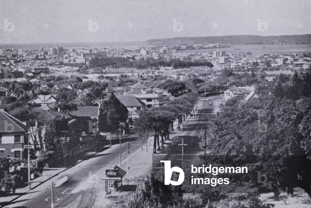 Durban and Harbour from the Berea (b/w photo)