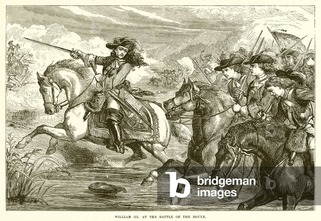 William III at the battle of the Boyne (engraving)