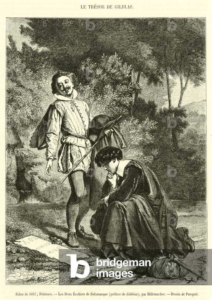 Salon de 1857, Peinture, Les Deux Ecoliers de Salamanque, preface de Gilblas (engraving)
