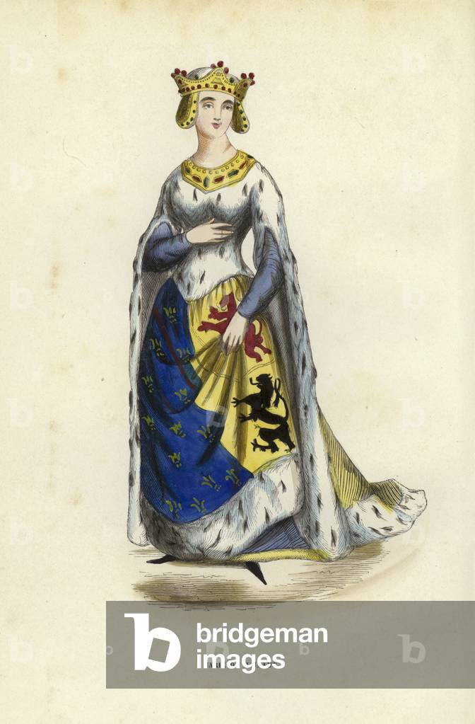 Marie De Hainaut (coloured engraving)