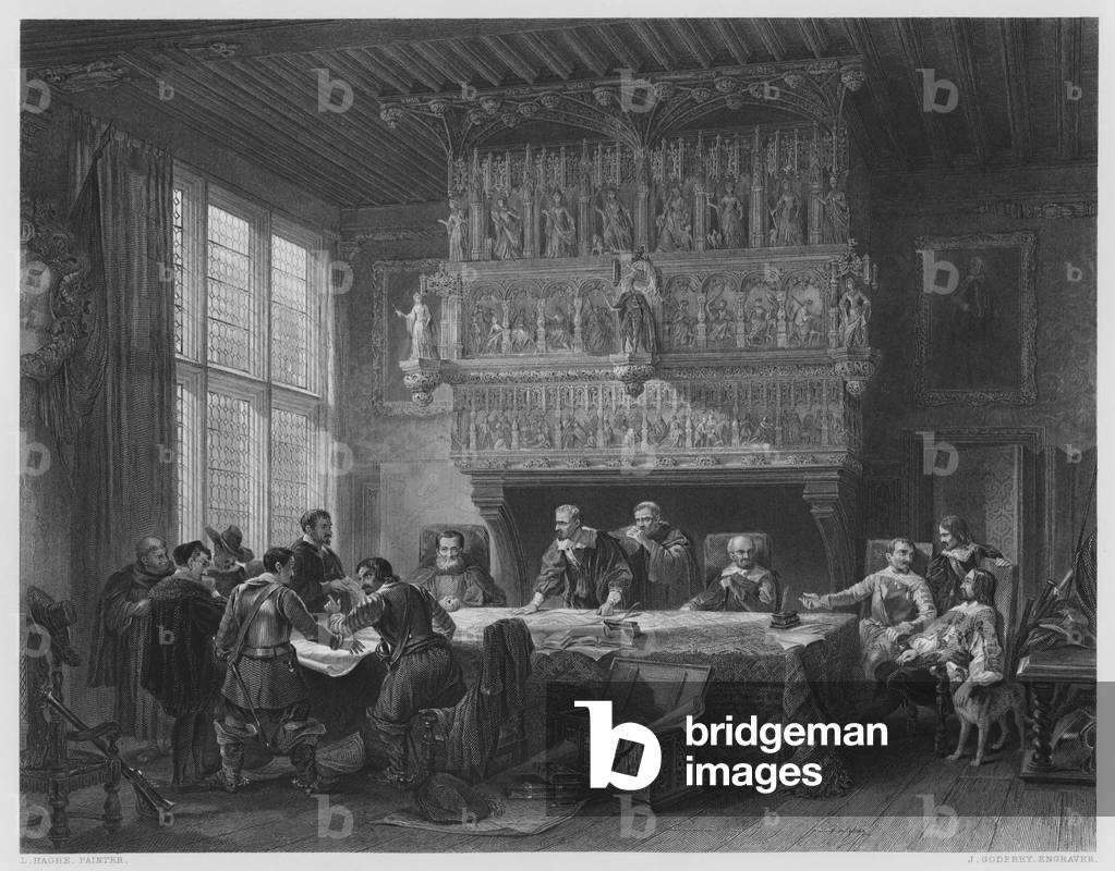The Council of War at Courtray, from the picture in the Vernon Gallery (engraving)