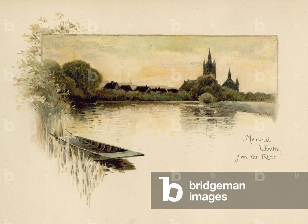 Memorial theatre from the river (chromolitho)