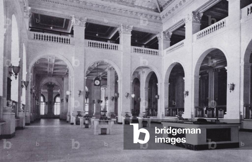 Chicago: Interior, First National Bank of Chicago (b/w photo)