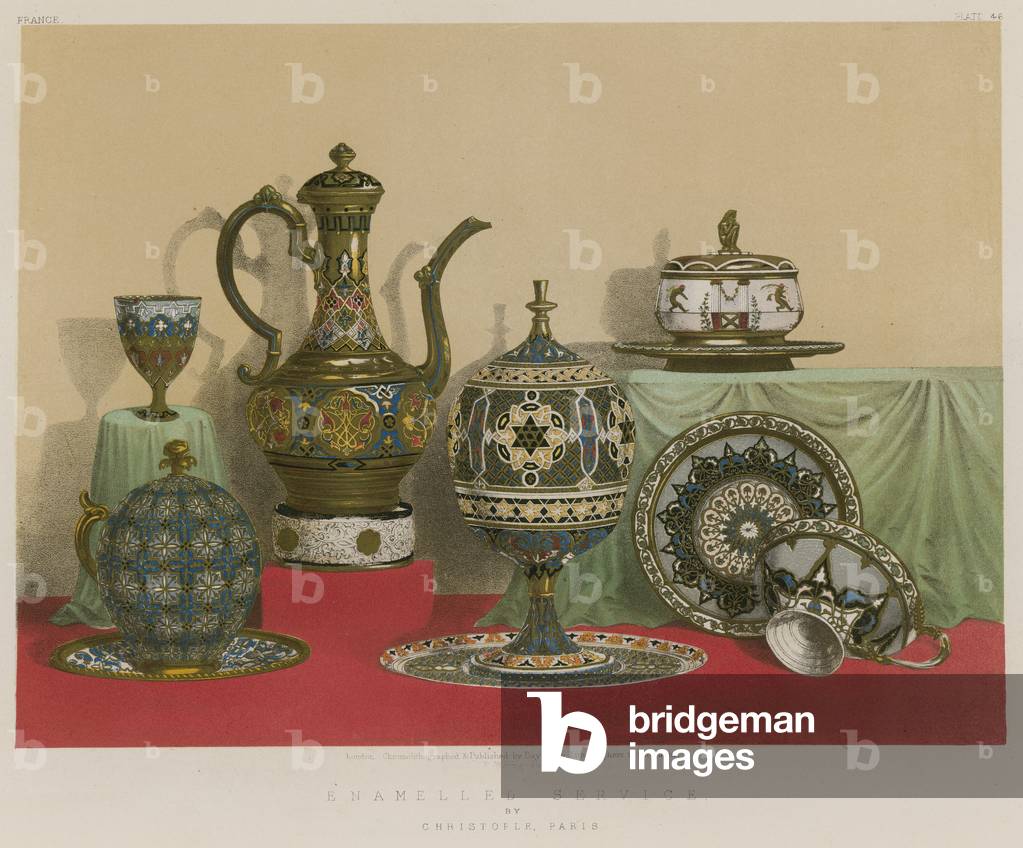 Enamelled Service by Christofle, Paris (chromolitho)