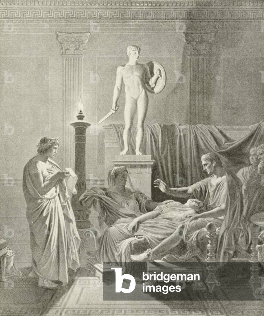 Octavia overcomme by Virgil's verses (gravure)