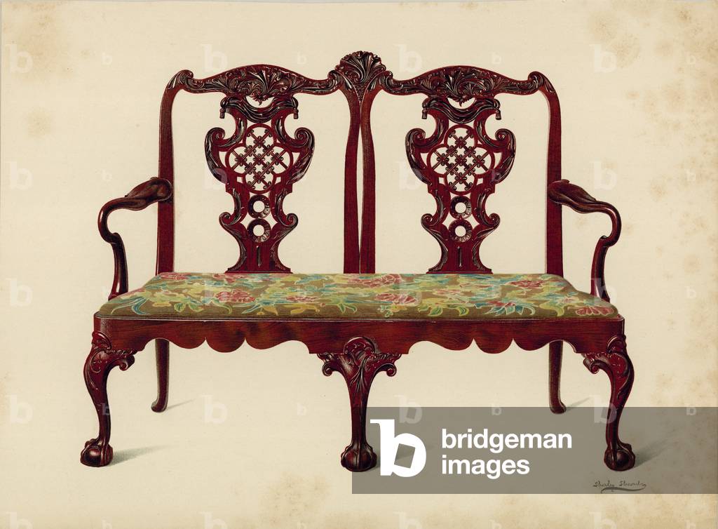 Settee, property of Miss Mills (chromolitho)