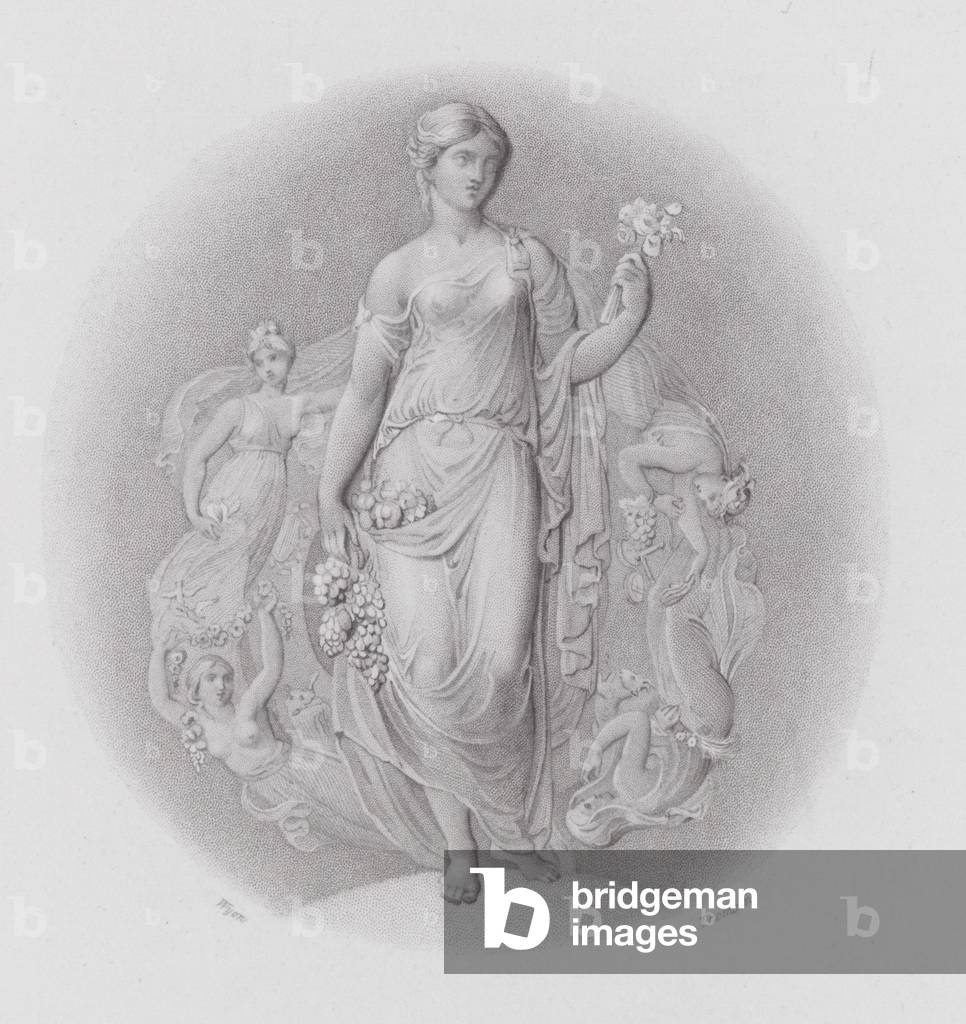 Maids with roses (engraving)