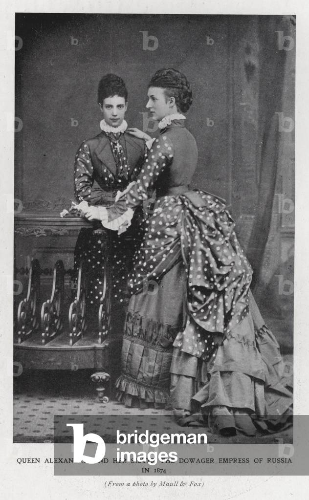 Queen Alexandra and the Dowager Empress of Russia, 1874 (b/w photo)