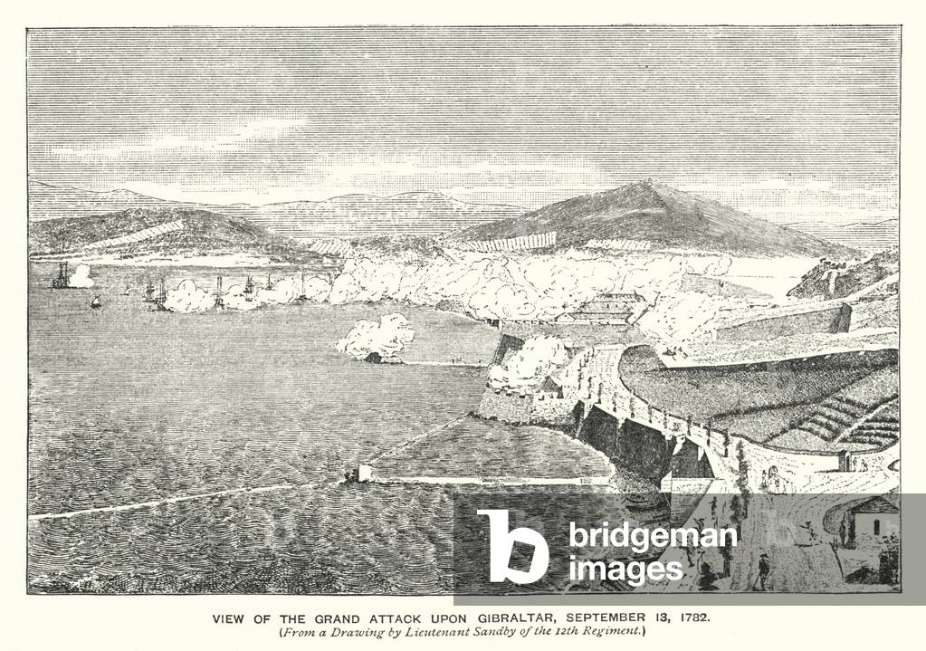 Gibraltar: View of the Grand Attack upon Gibraltar, 13 September 1782 (engraving)