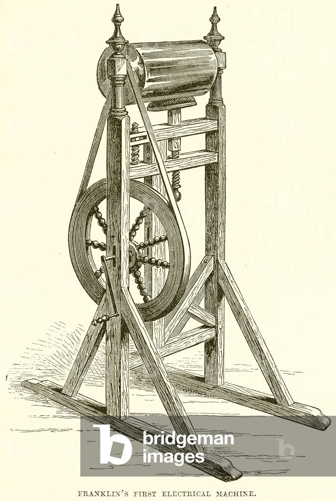 Franklin's first Electrical Machine (engraving)