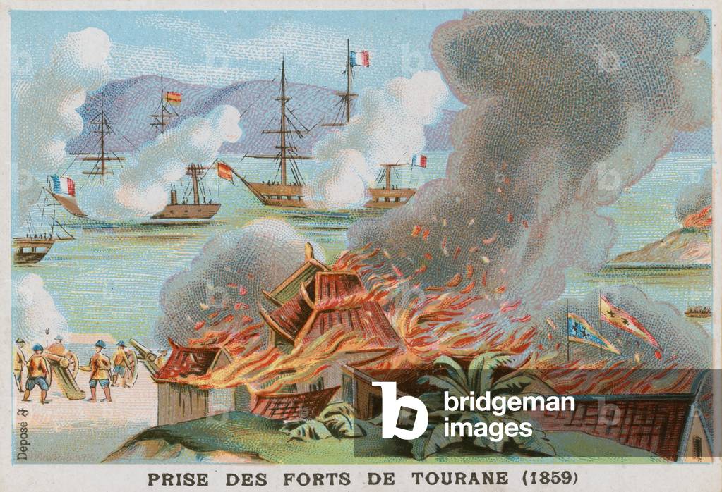 Capture of the forts of Tourane, 1859 (chromolitho)