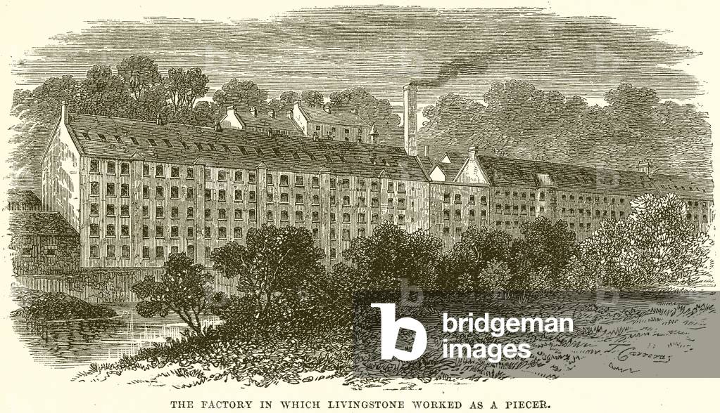 The Factory in which Livingstone Worked as a Piecer (engraving)