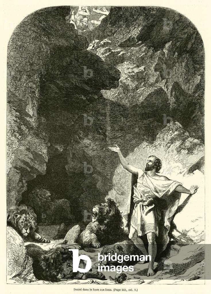 Daniel dans la fosse aux lions (engraving)