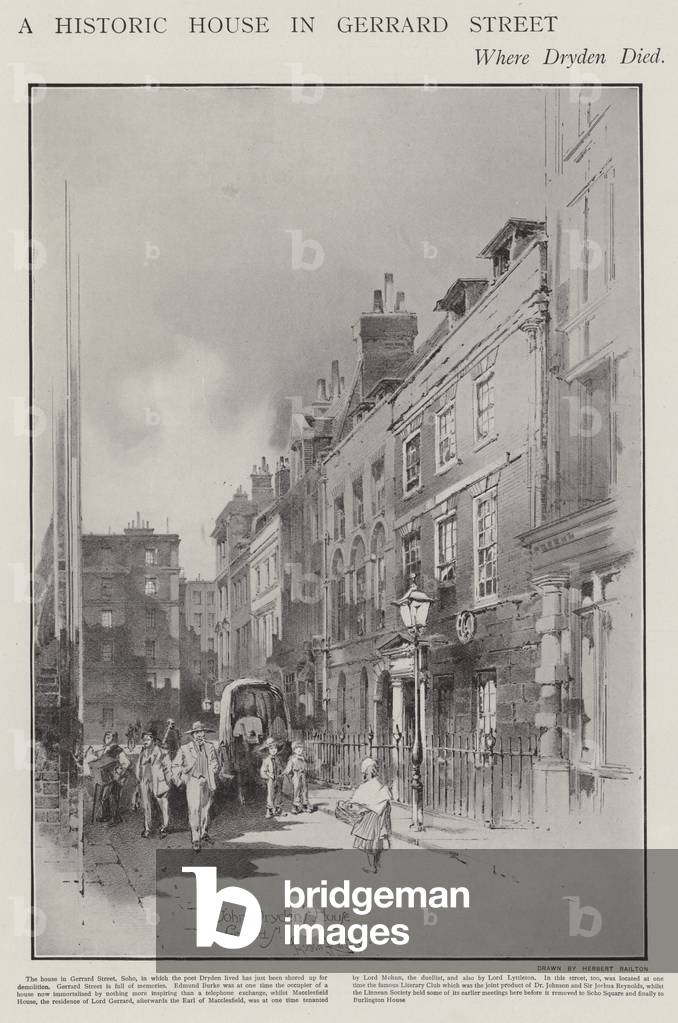 The house on Gerrard Street, London, where the poet John Dryden died in 1700 (litho)