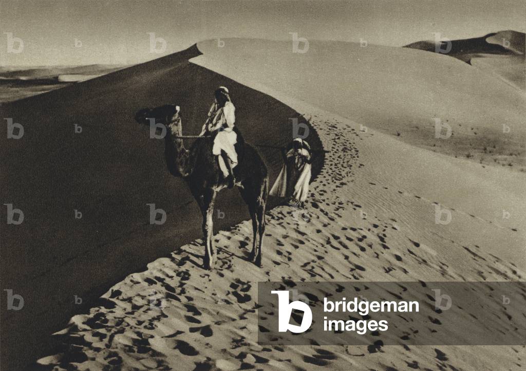 North Africa, The Sahara desert (b/w photo)