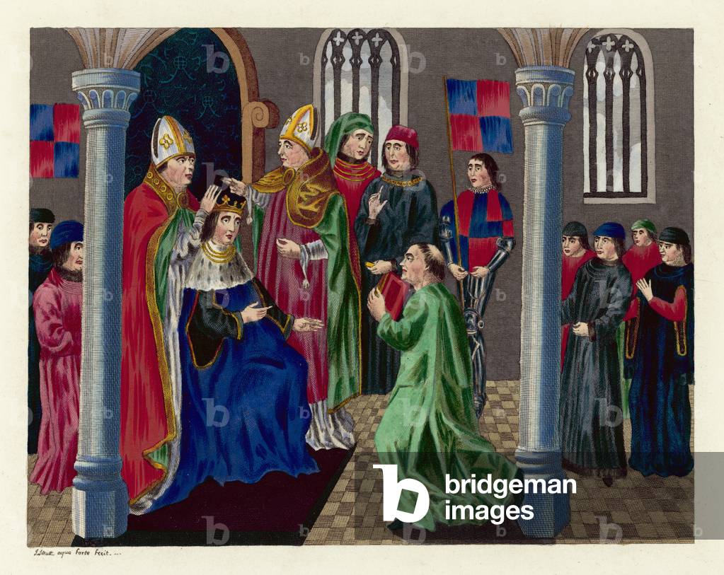 Coronation of King Henry IV (coloured engraving)