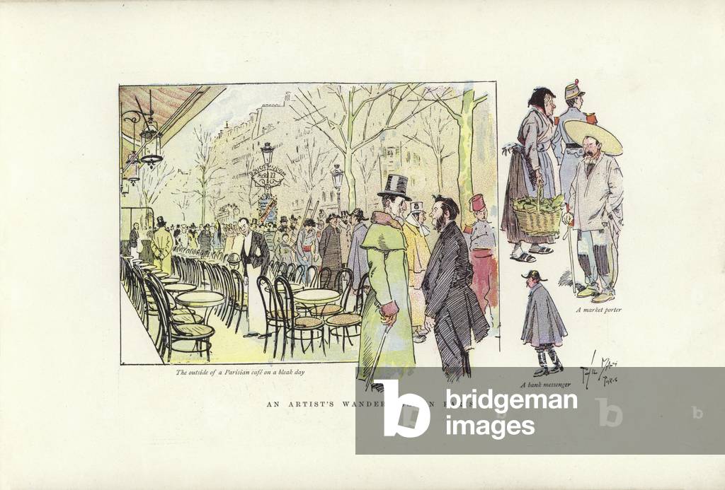 An artist's wanderings, in Paris (colour litho)