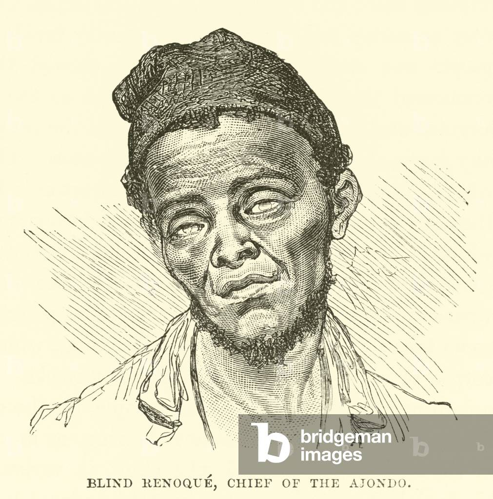 Blind Renoque, Chief of the Ajondo (engraving)
