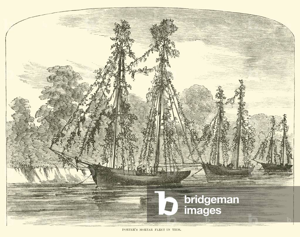 Porter's mortar fleet in Trim, June 1862 (engraving)