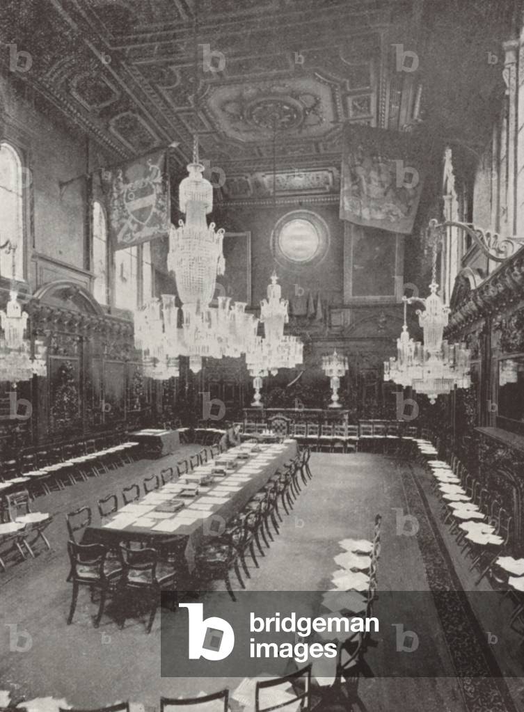 Mercers' Hall prepared for a Livery Meeting (b/w photo)