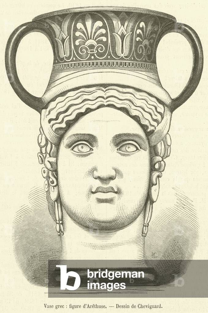 Vase grec, figure d'Arethuse (engraving)